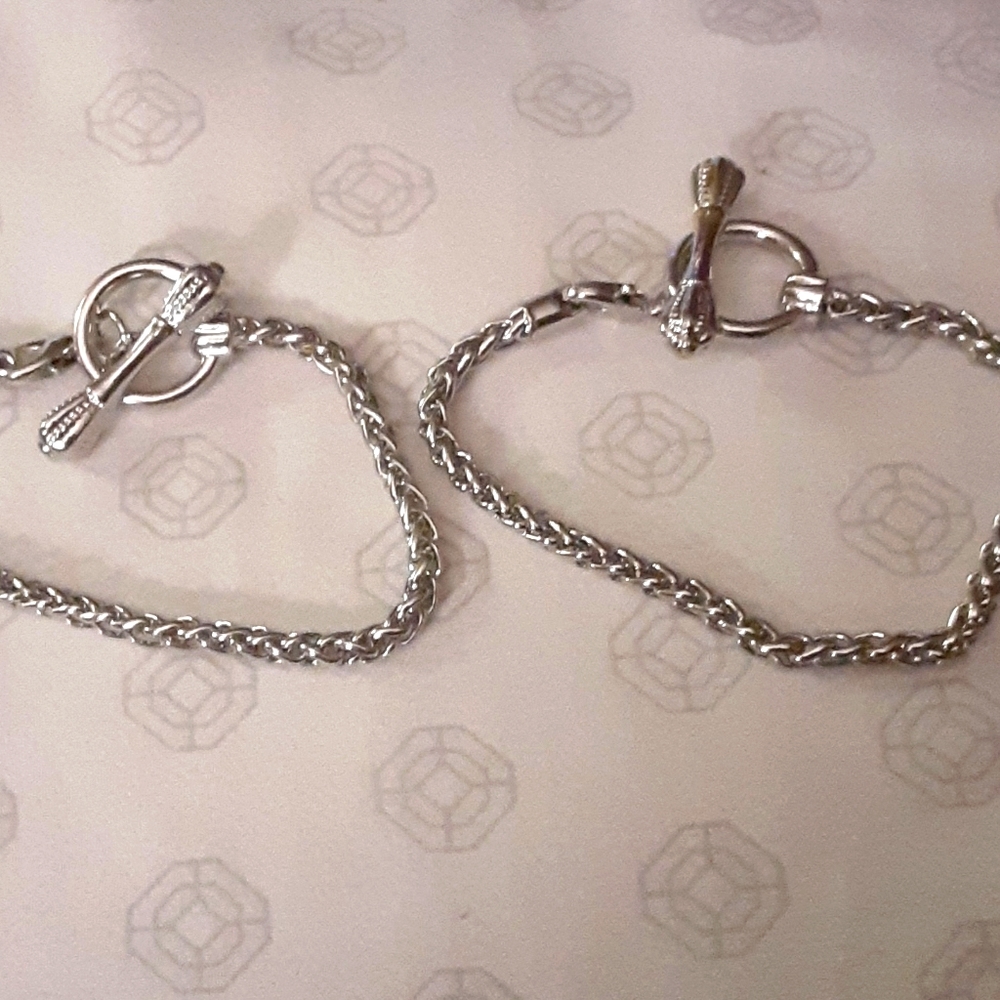 2 silver plated chain bracelets